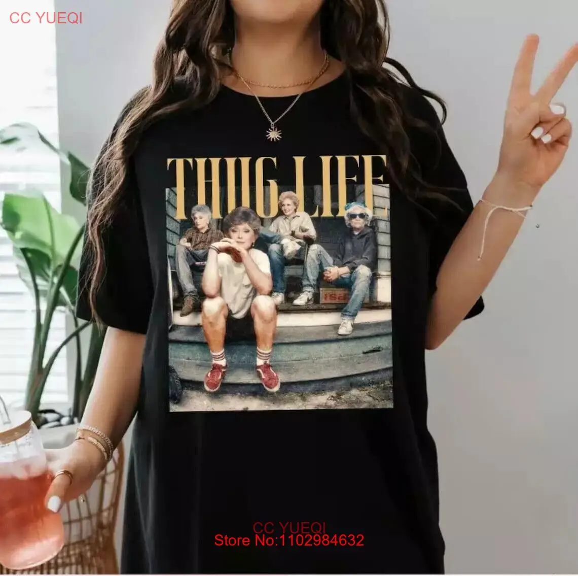 Футболка с изображением золотых девушек Thug Life Винтажная футболка Подарочная