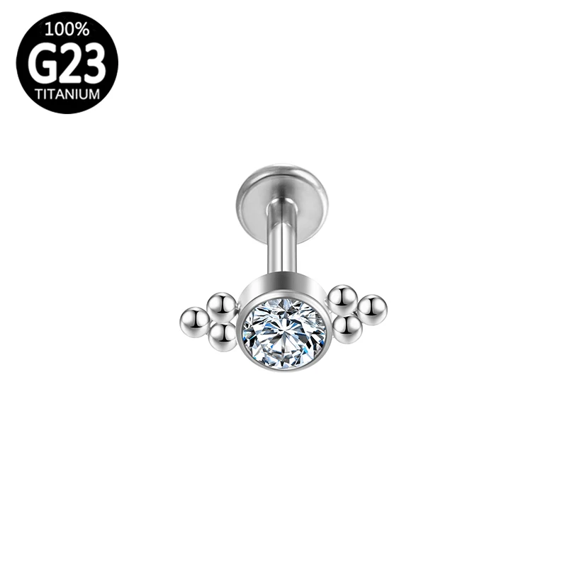 

1PC Piercing Titanium industrial Lip studs diaphragm Charming Cartilage Zircon Tragus Labret Crystal Stud Body Jewelry clicker