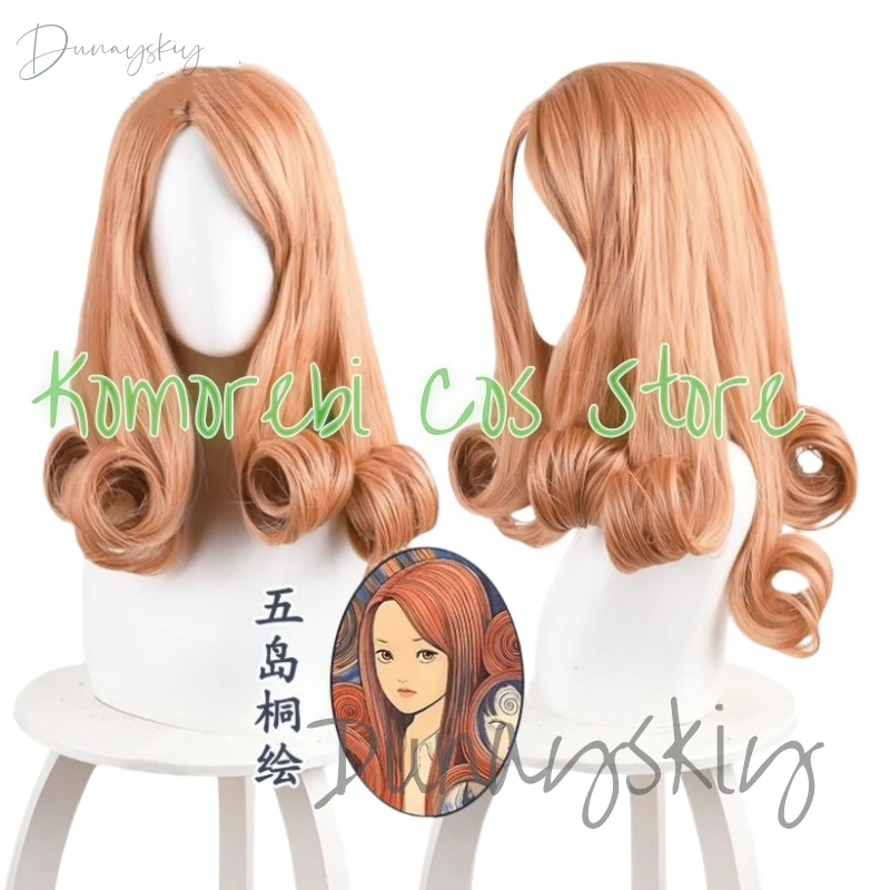 Парик для косплея удзумаки из аниме ужас Длинные оранжевые вьющиеся волосы