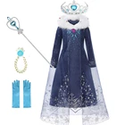 Летнее платье принцессы для косплея Анны, Эльзы, Снежной королевы, Детский костюм с мультяшным рукавом для девочек, подарок на день рождения, одежда для представлений