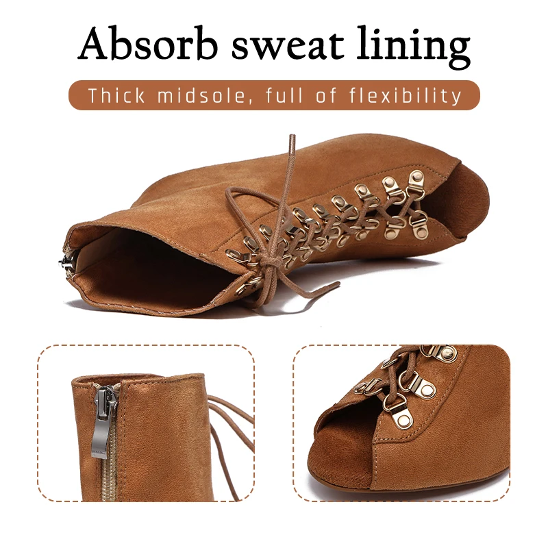 Hipposeus High Quality Suede Leather Sole Dance Booties Bachata Latin Dance Shoes Salsa Argentine Tango Professional Wholesale