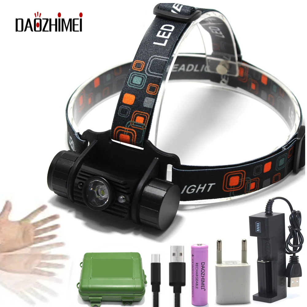 

3W Mini IR Sensor Headlight Induction Usb Rechargeable Lantern Headlamp 350 Lumen1Mode Flashlight Head Torch by 1x 18650 Battery