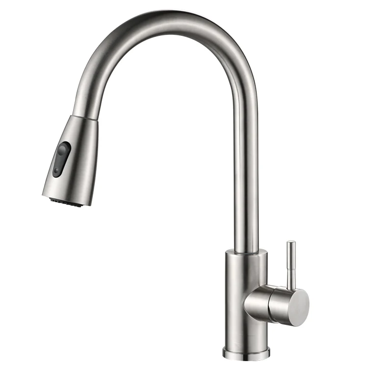 

High Quality stainless steel SS 304 body brush pull out kitchen faucet