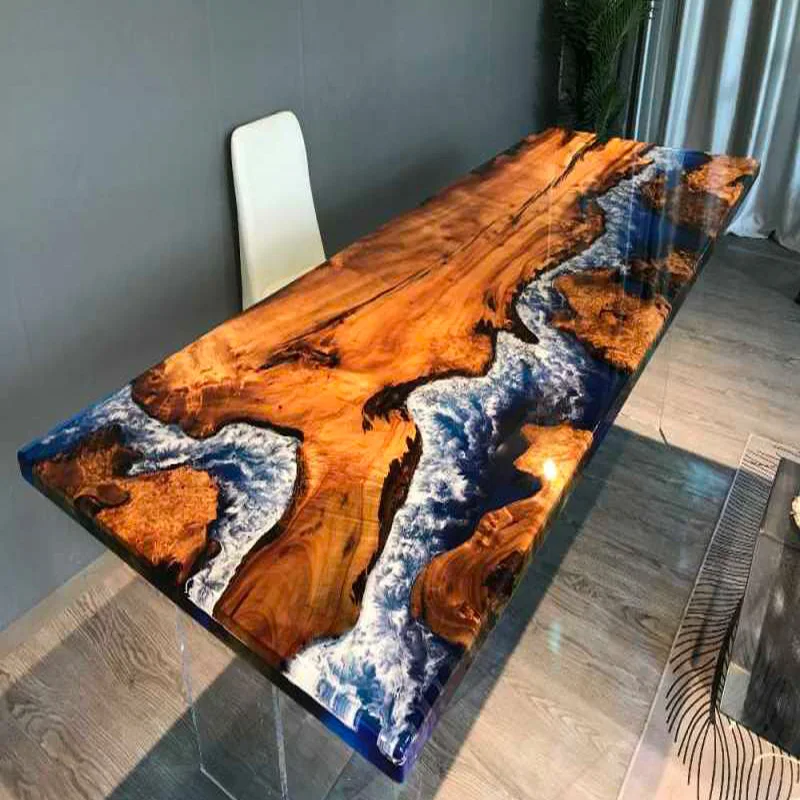 

Resin river table log solid wood big board tea walnut small coffee epoxy ocean Outdoor Hotel Modern Custom