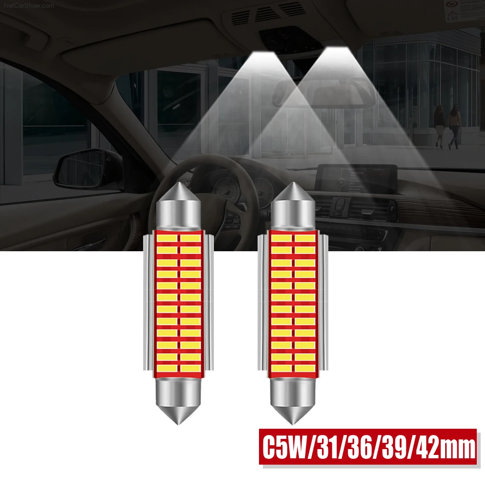 

2x C10W C5W LED Canbus Festoon 31 мм 36 мм 39 мм 42 мм для автомобильной лампы, лампа для чтения в салоне, лампа для номерного знака, белый диод без ошибок