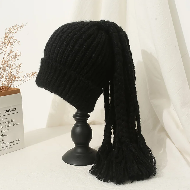 Personali вязаная шапка с дредами и кисточками женская шерстяная закрученной косой