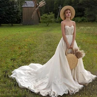 monica elegant a line wedding dress for women sweetheart full sleeve bride gown floor length court soft stain robe de mariee