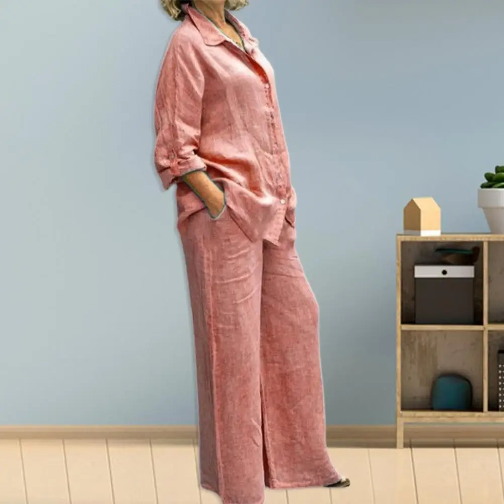 

Модный костюм с блузкой и брюками, однобортный удобный женский костюм с рубашкой и брюками на пуговицах, женская одежда