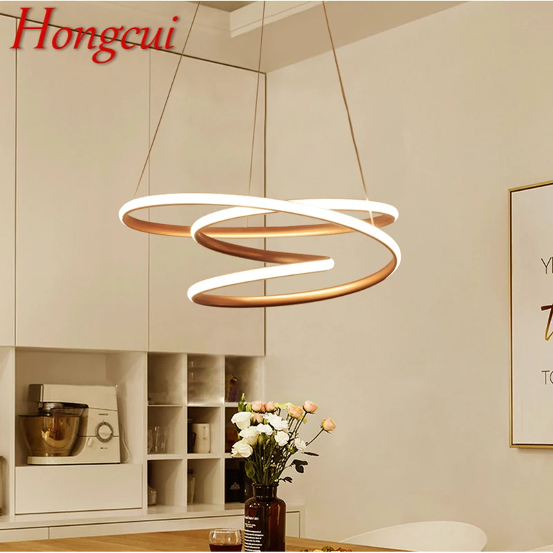 

Hongcui Nordic Pendant Lamps Luxury LED Vintage Creative Rings for Home Bedroom Dining Room Chandelier Light