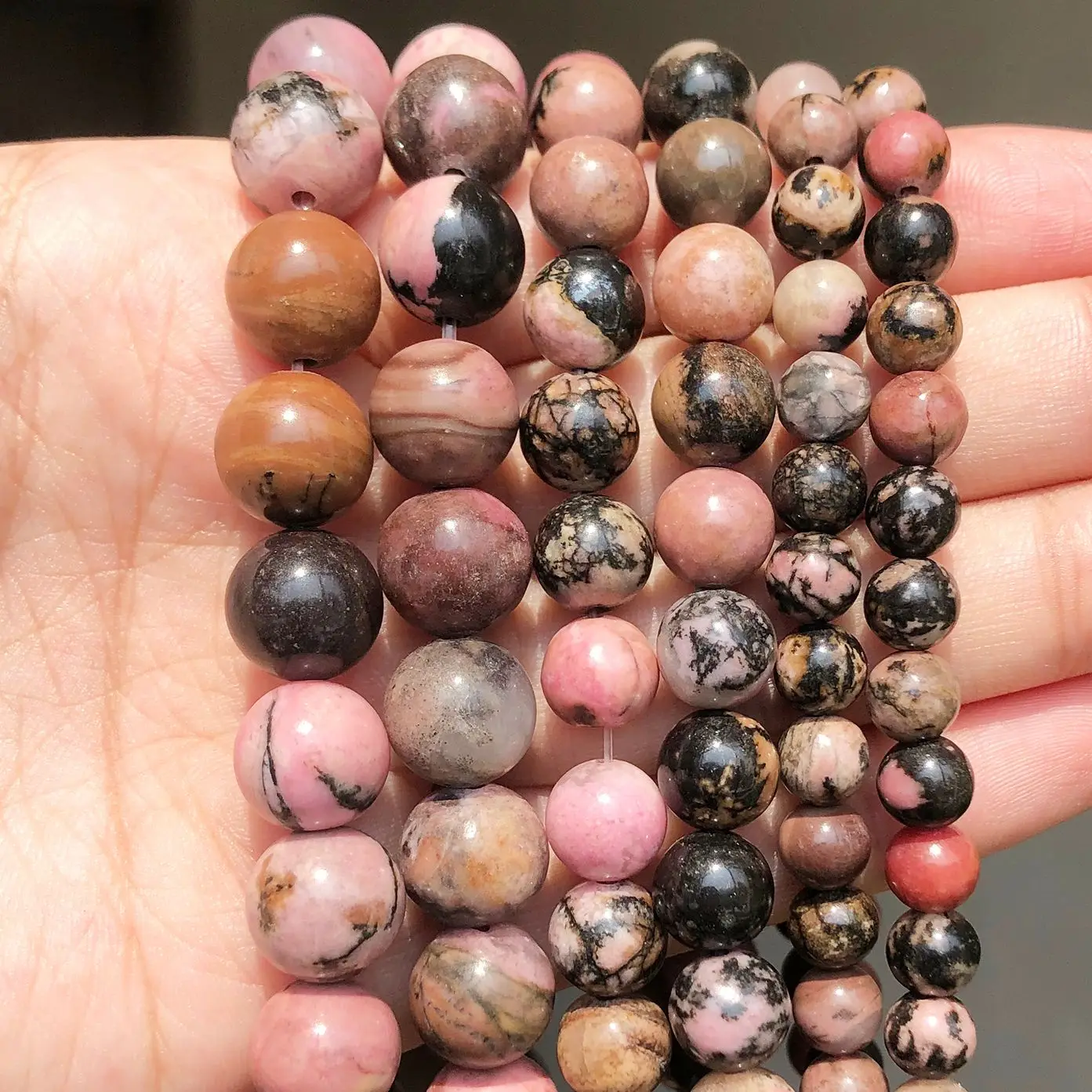 

Natural Stone Black Lace Rhodonite Round Loose Spacer Beads For Jewelry Making DIY Bracelet Earrings Accessories 15'' 4/6/8/10mm
