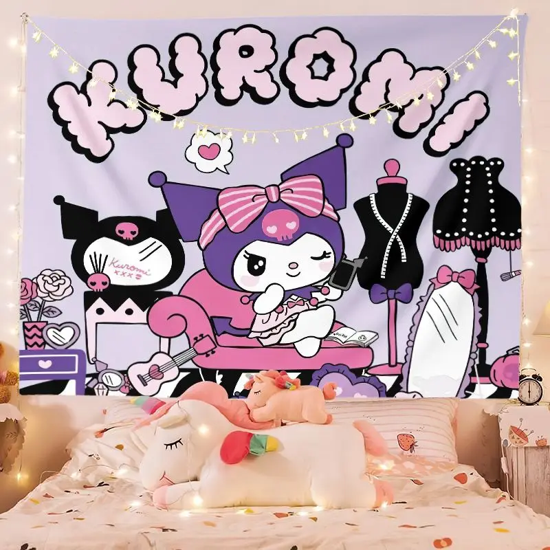 Sanrio Kuromi мультфильм взрыв настенная ткань фон мелодия распространенный стол