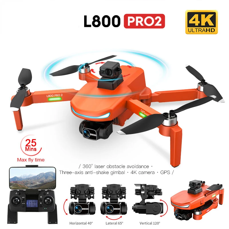 

Квадрокоптер L800 Pro 2 4K Профессиональный FPV с камерой и 3-осевым шарнирным замком