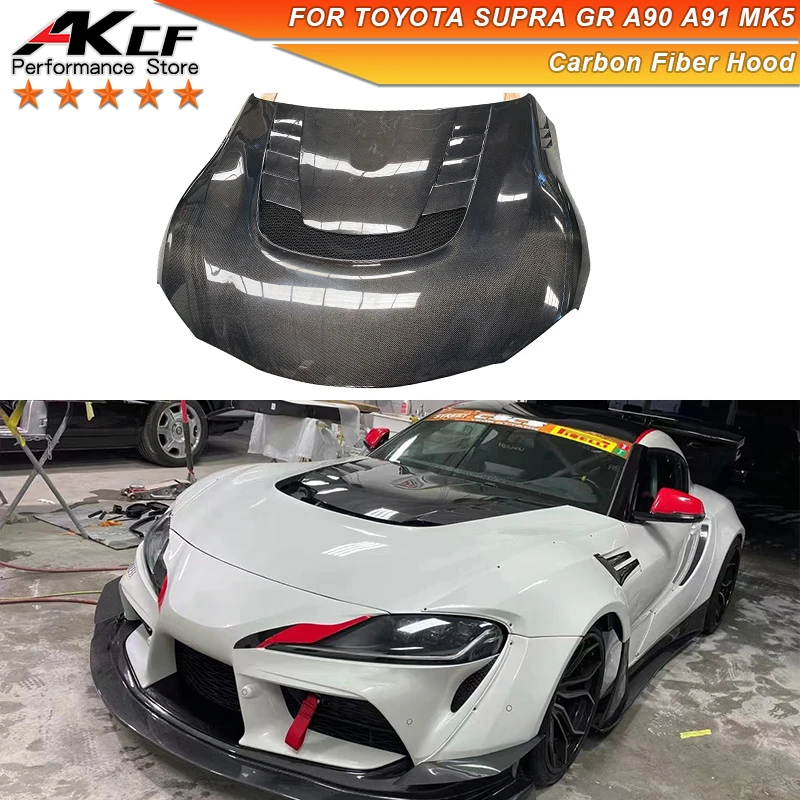 

For Toyota Supra A90 2021 2022 VRS Style Carbon Fiber Engine Hood Bonnet Cover FRP Bonnetscoop Hood Body Kit