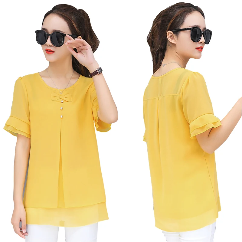 

Блузка женская оверсайз с круглым вырезом и коротким рукавом