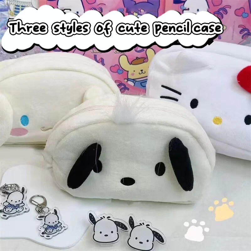 Милый плюшевый пенал Sanrio Hello Kitty Cat Cinnamoroll косметичка для макияжа девочек