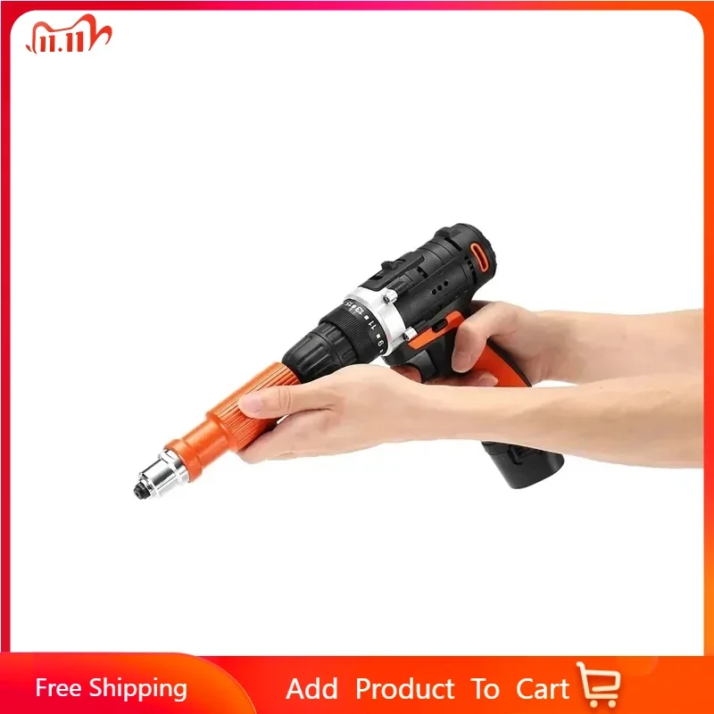 

Electric Rivet Nut Gun 2.4-4.8mm Or 100Pcs 3.2mm Rivets Cordless Insert Nut Pull Riveting Tool Drill Adapter For Electric Drill