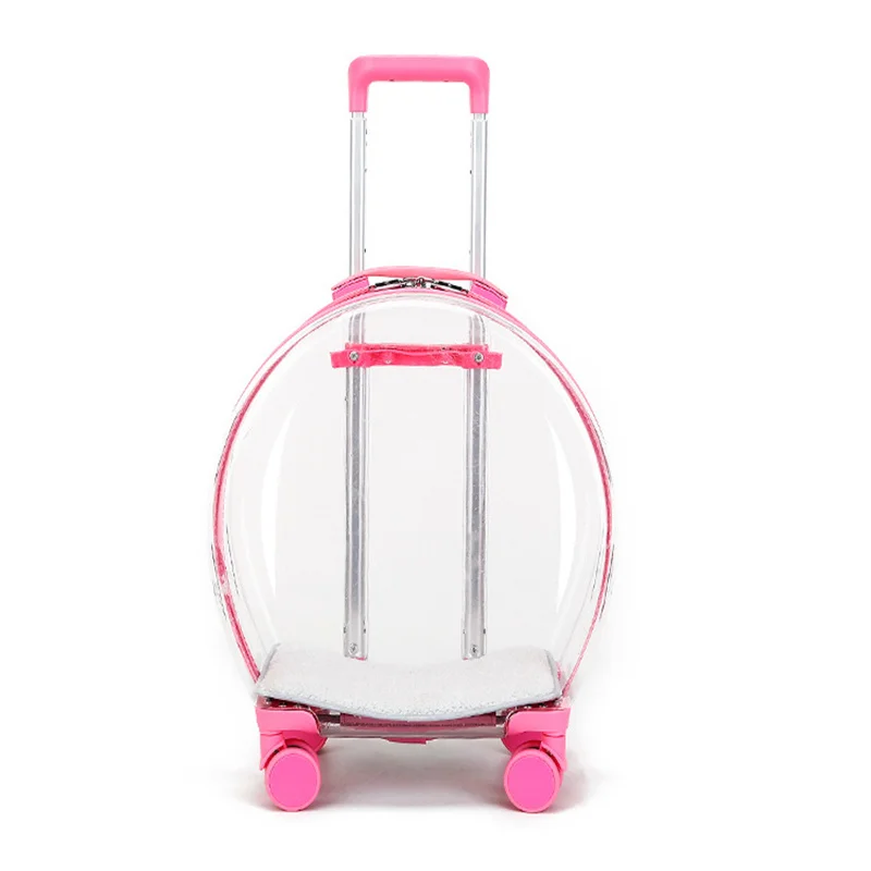 Transparent Cat Bag Breathable Outdoor Pet Box Kitten Handbag Movable Wheel travel Case Walking Dog Stroller Accessories |