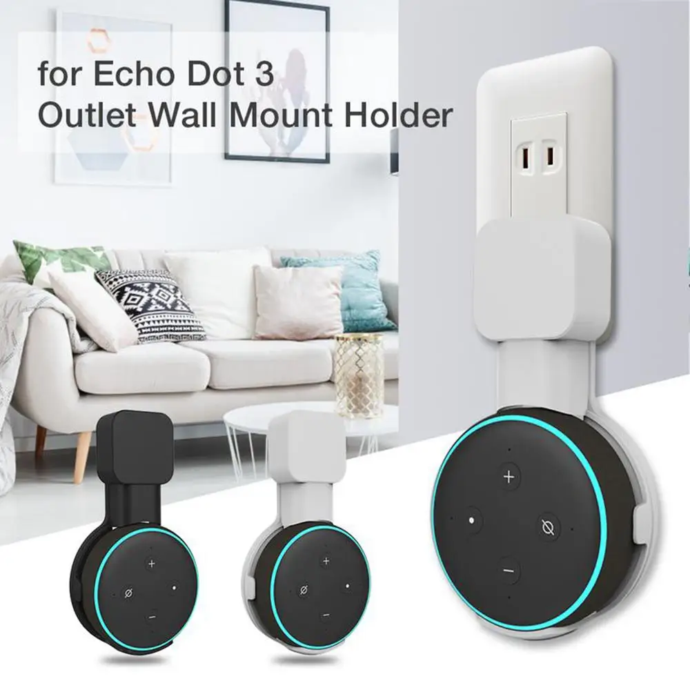 Enlarge For Echo Dot Wall Mount Holder Cord Management Bracket For Alexa Echo Dot 3rd Generation Speaker With Screwless Cable Management