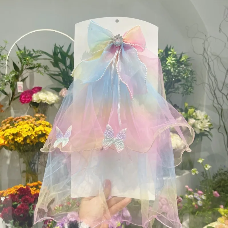 Заколки для волос принцессы Эльзы Холодное сердце девочек длинная пряжа блестки