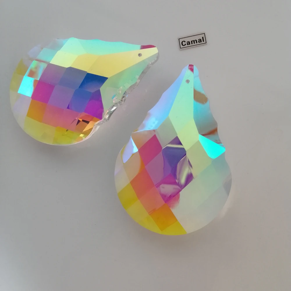 Camal 2Pcs 76mm Crystal Rainbow Suncatcher Chandelier Prisms Pendant Parts Home Lamp DIY Wedding Window Tree Decoration Ornament