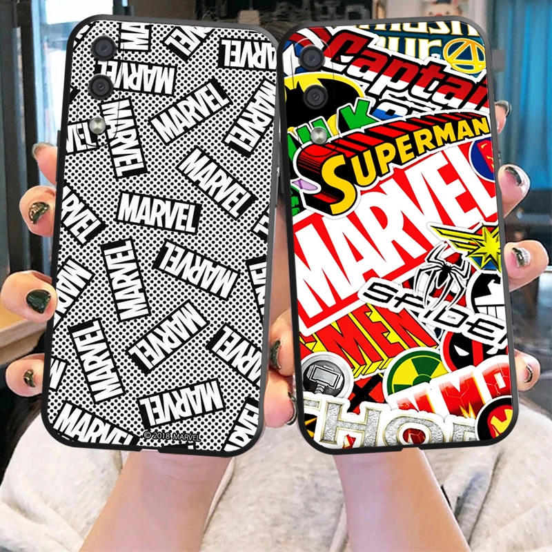 

Чехол для телефона с логотипом из комиксов Marvel для Samsung Galaxy A32 4G 5G A51 4G 5G A71 4G 5G A72 4G 5G, черный силиконовый чехол из жидкого силикона