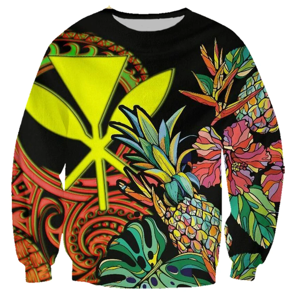 

CLOOCL Polynesian Sweatshirts 3D Printed Pineapple Tropical Fruit Frangipani Sweatshirt Tops Harajuku Sportswear Men Clothing