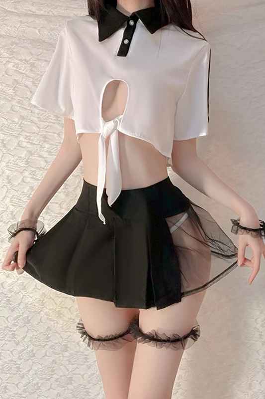 Лолита Лайв Шоу Сексуальное Косплей Белье Униформа Школьницы Эротические Костюмы Юбка Сон Кружевные Топы Мини-юбки.