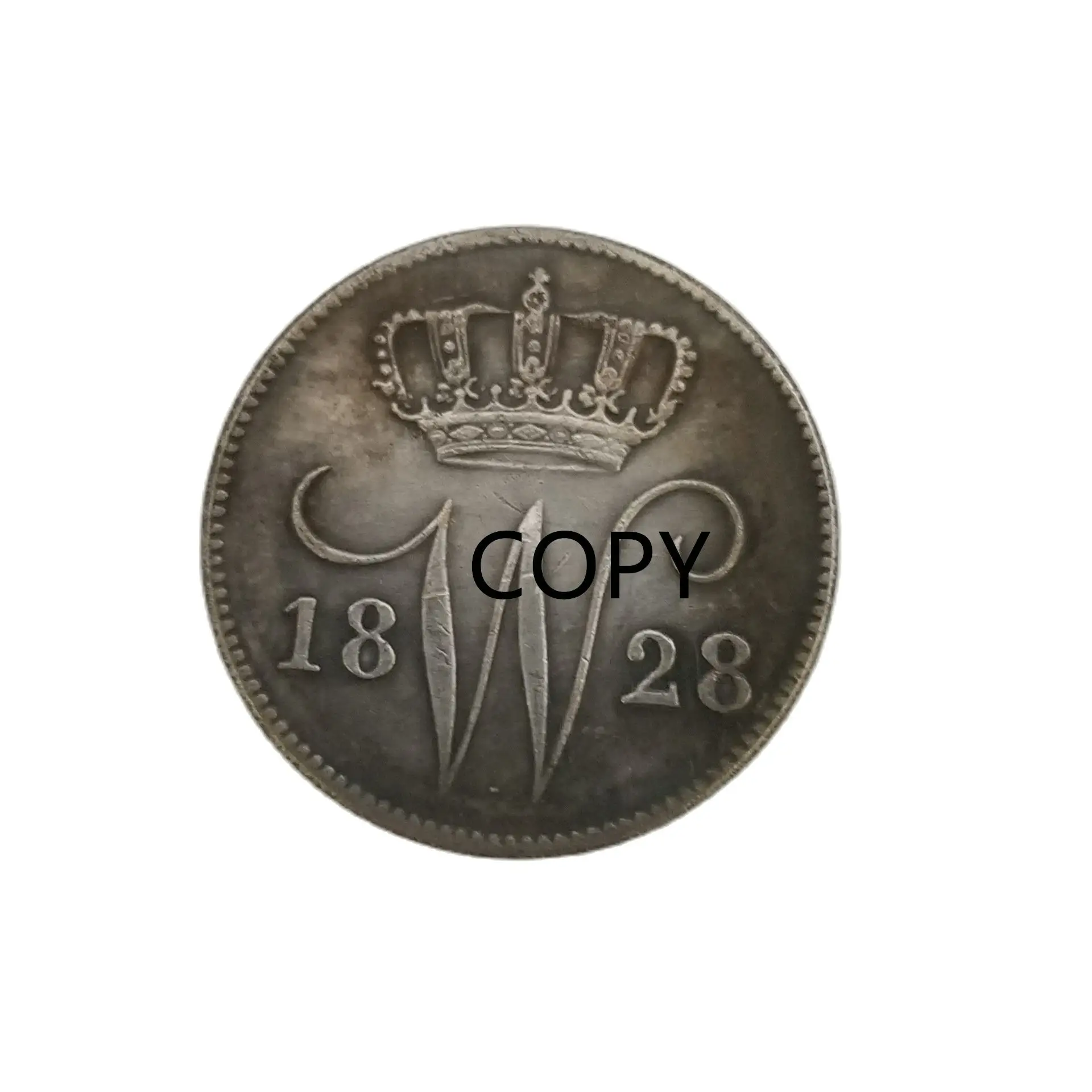 

Netherlands 25 Cents - Willem I 1828 Brass with Silver Plated Copy Coins Replica Decorative Crafts Accept Customized Items
