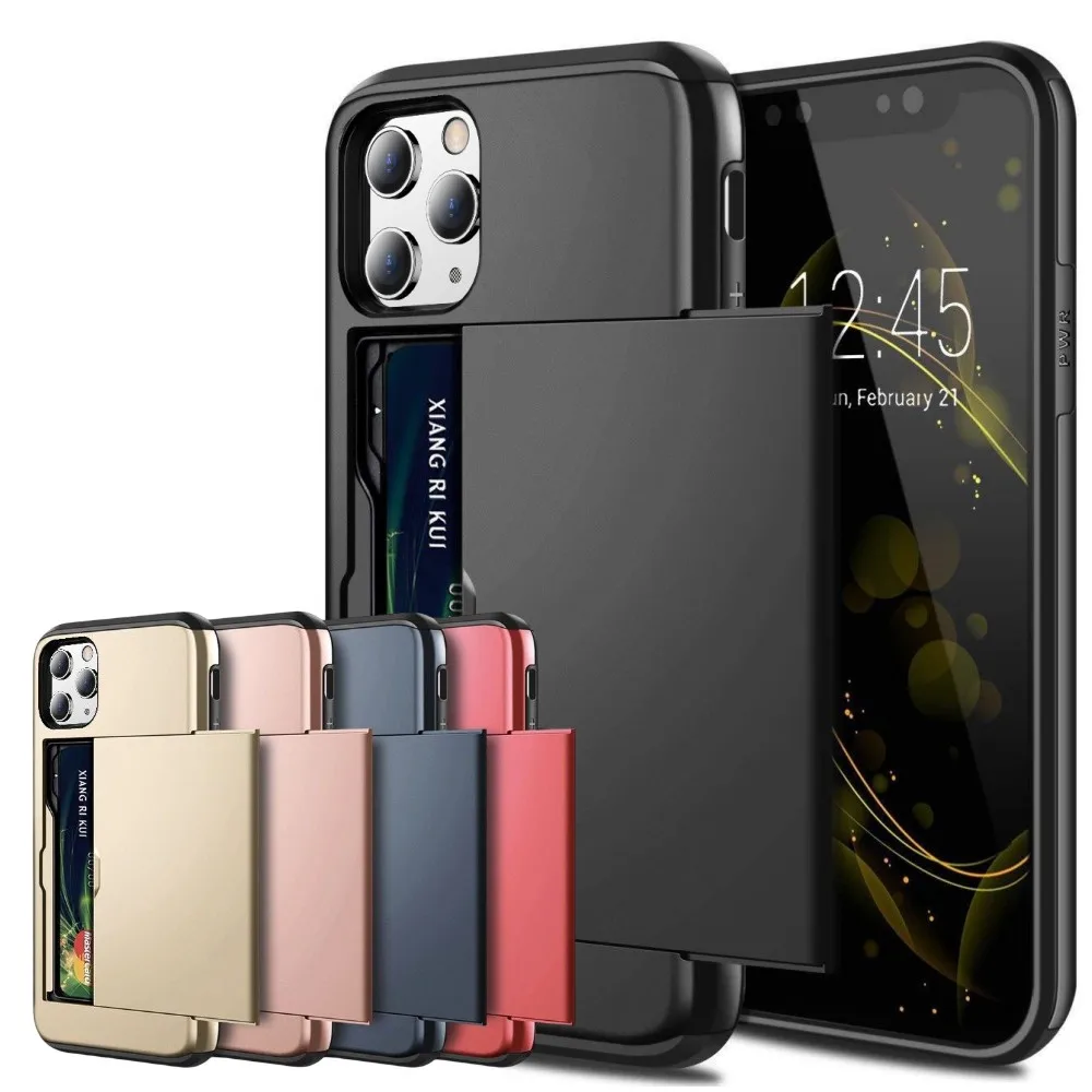 

Business Cases For iPhone 12 Pro Max 11 X XS Max XR 7 8 Slide Armor Wallet Card Slots Cover For iPhone 7 8 Plus XR X Case 5 s 6S