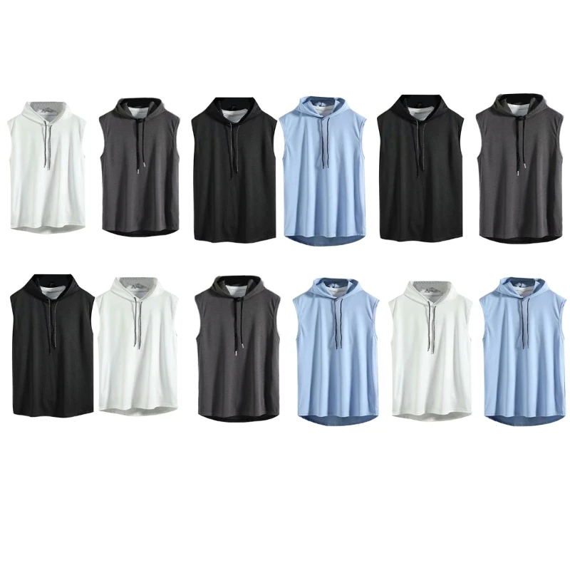 

Men Workout Hooded Tops Bodybuilding Gym Training Hoodie Hooded Muscle Cut Off T Shirt Sleeveless Gym Hoodie