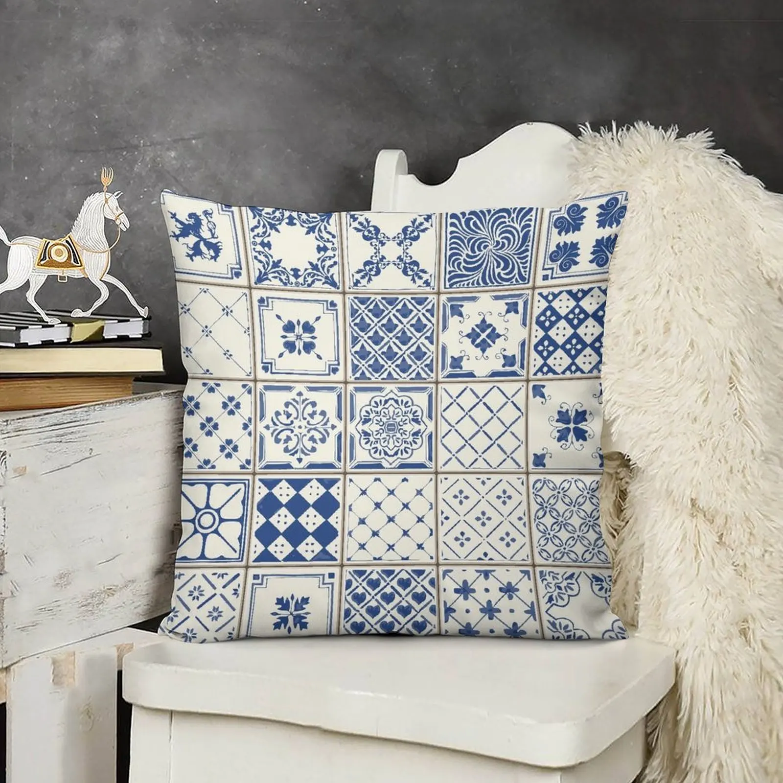 Осенняя наволочка Azulejo Лиссабон Azulejos декоративная подушка