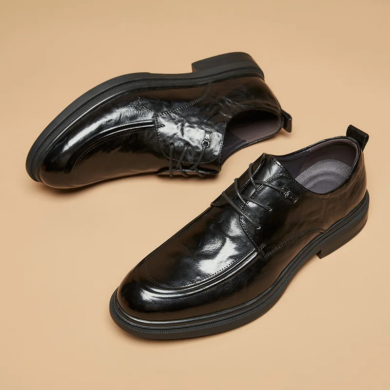 Фирменный слой из воловьей кожи дышащая с круглым носком формальная мужская