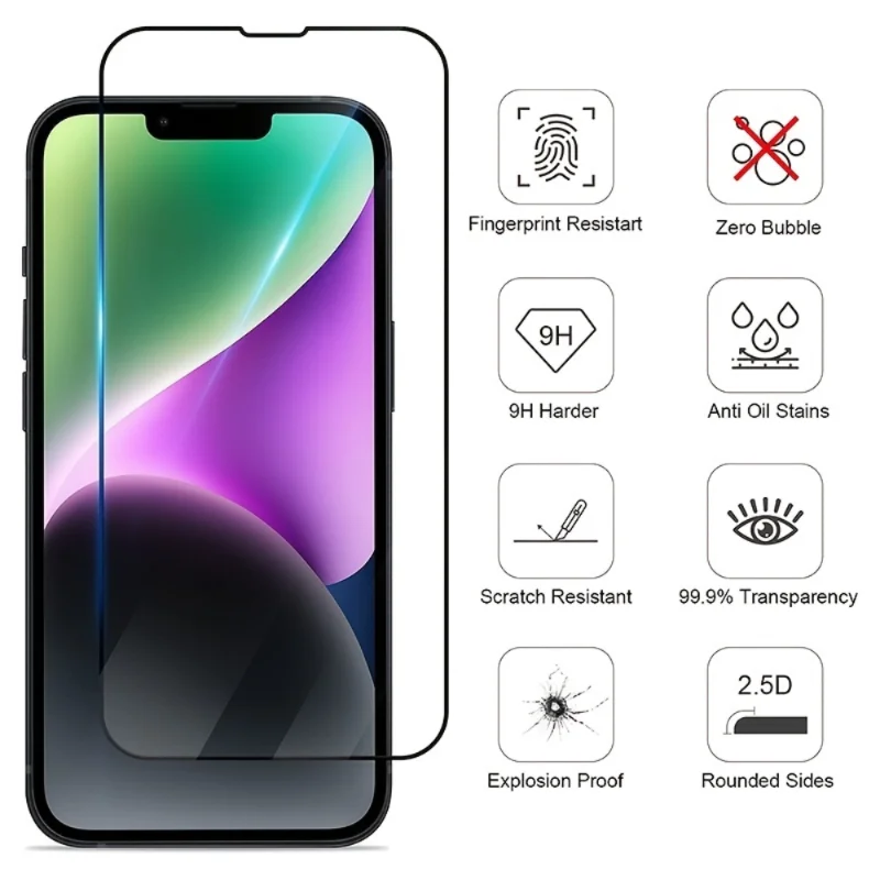 Защитное стекло, закаленное стекло для iPhone 14, 13, 12, 11 Pro Max mini, 3 шт.