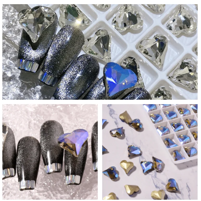 

10 шт. популярный красный Уход за ногтями Алмазный кристалл волшебный цвет бриллиант Большой Красный Персик Сердце бриллиант