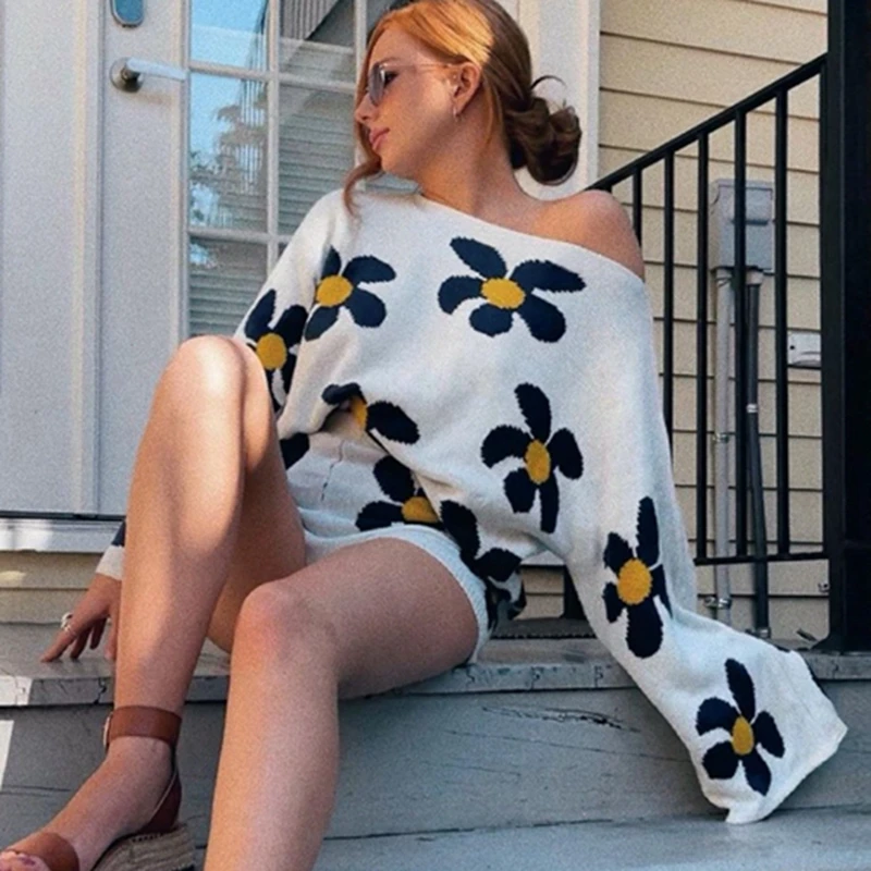 Женский трикотажный костюм Gaono винтажный комплект из двух предметов свитер с