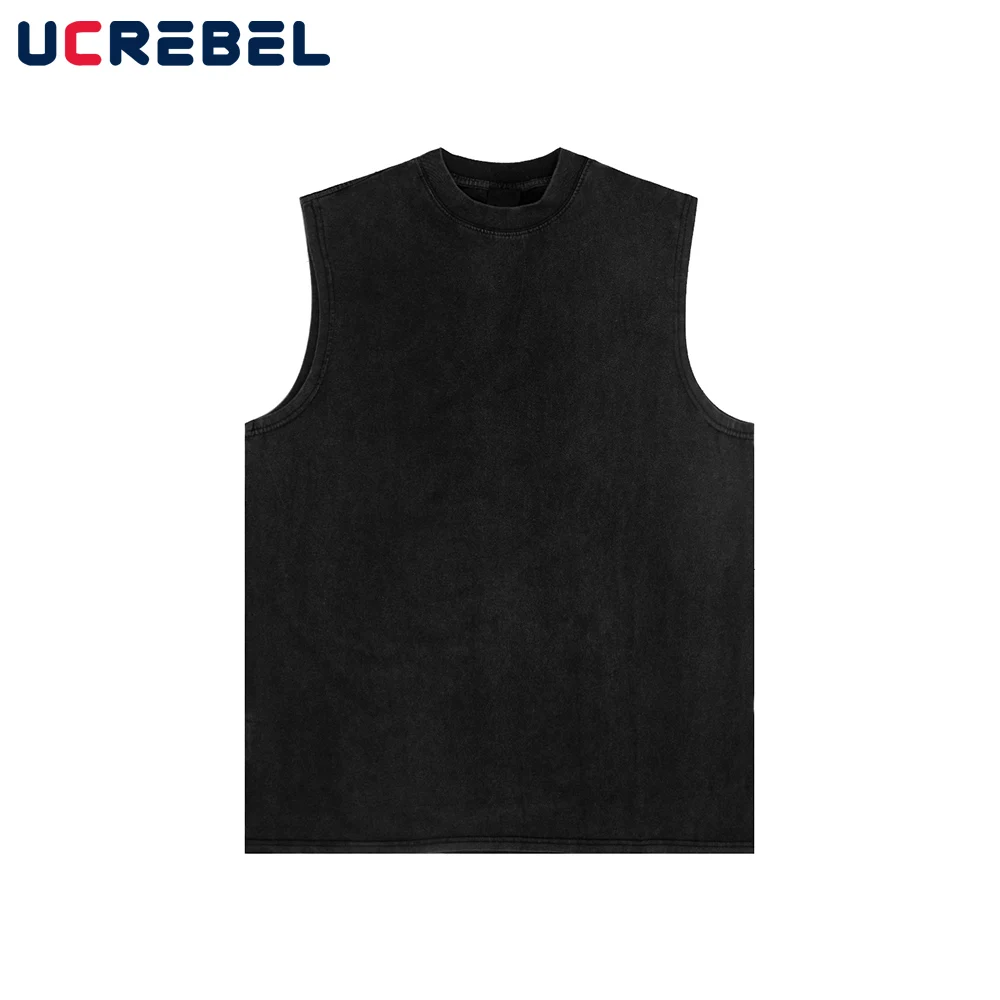 

Майка мужская с вырезом лодочкой, повседневный Свободный Топ без рукавов, вареная черная, лето