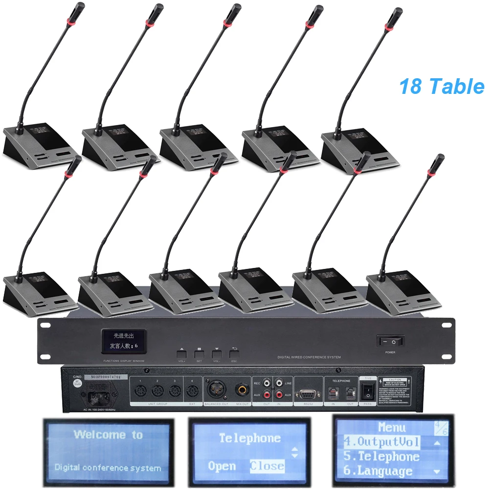 Pro 18 Desktop Built-in Sound Speaker Gooseneck Wired Microphone Conference Meeting Room System President Delegate Mic