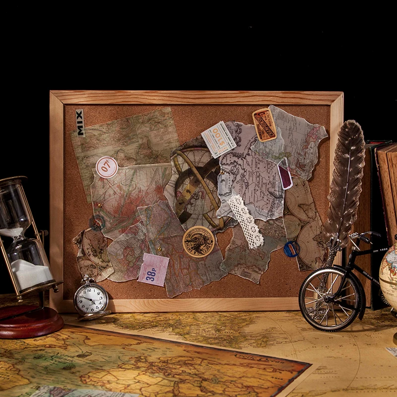 

20Packs Wholesale Material Dream Hunting Travels World Map Retro Planner Material Background Collage Scrapbook Free shipping
