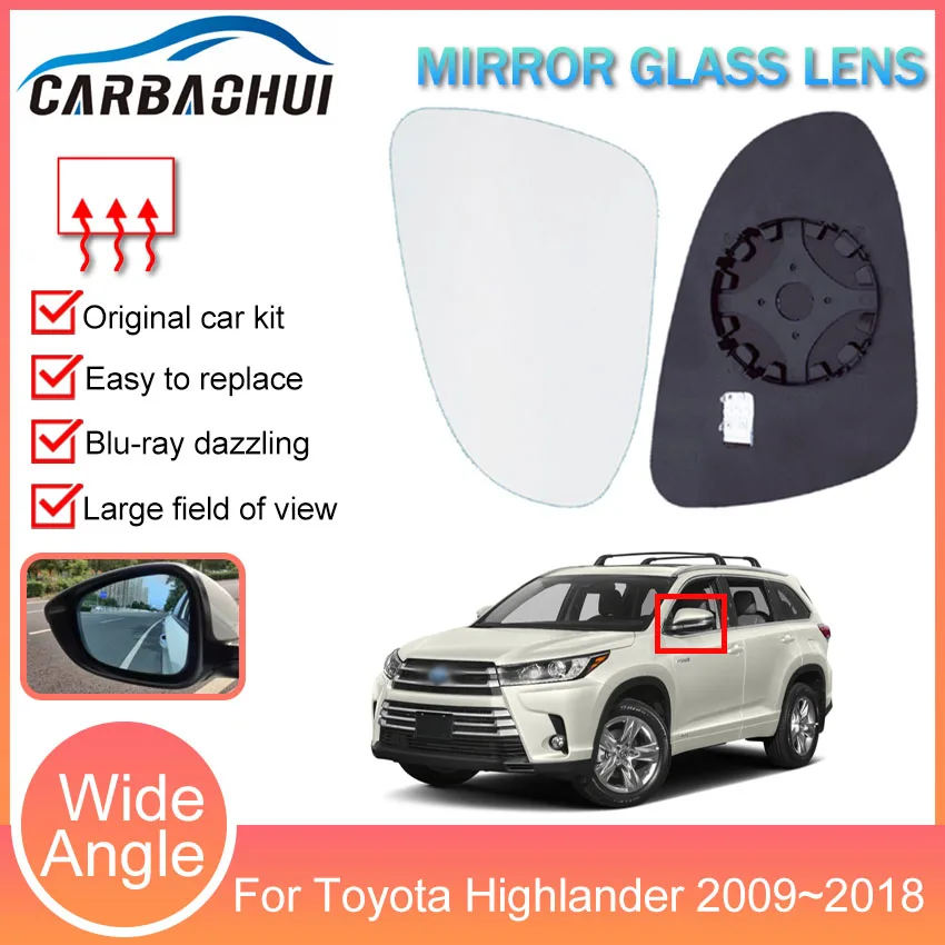 

1 pair Side Rearview Mirror Blue Glass Lens with heating Wide angle View anti glare For Toyota Highlander 2009~2016 2017 2018