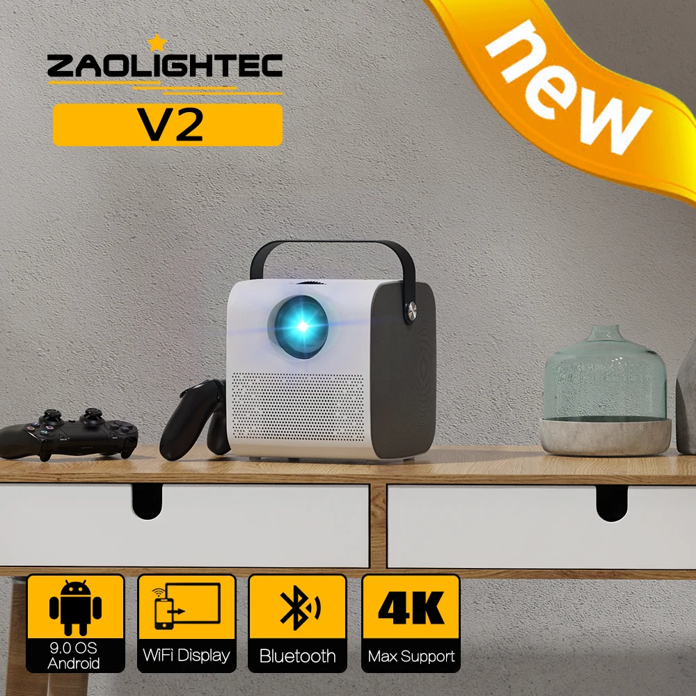 

ZAOLIGHTEC V2 HD Projector Support 1080P Cartoon Kids Gift LED Wifi Projector Phones Portable Proyector Home Theater Movie