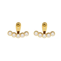french style luxury romantic earrings for women inlay imitation pearl earrings titanium steel plated 18k gold jewelry
