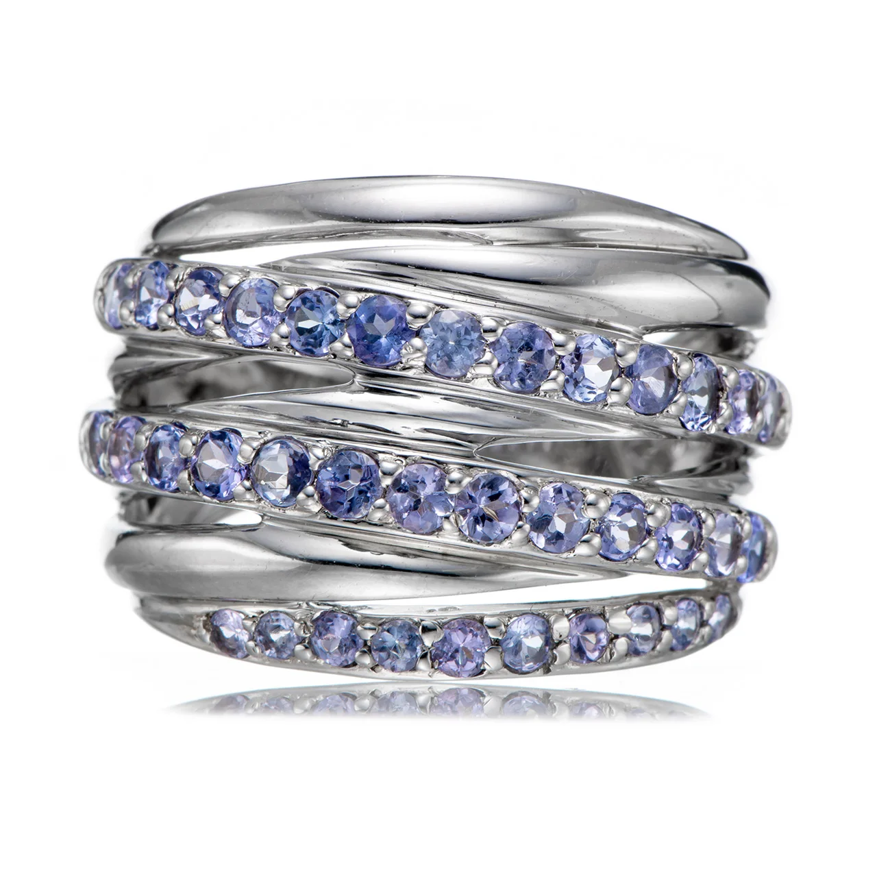 

Кольцо из серебра 925 пробы с родия и танзанитом GESIDE