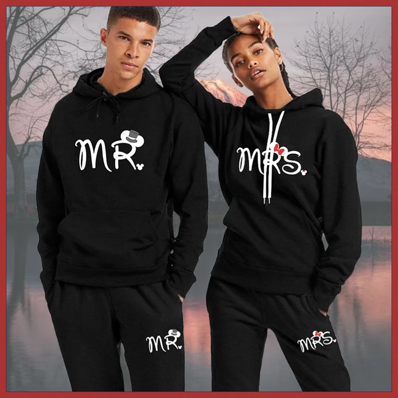 

2 шт., флисовый комплект для пар, с капюшоном и брюками