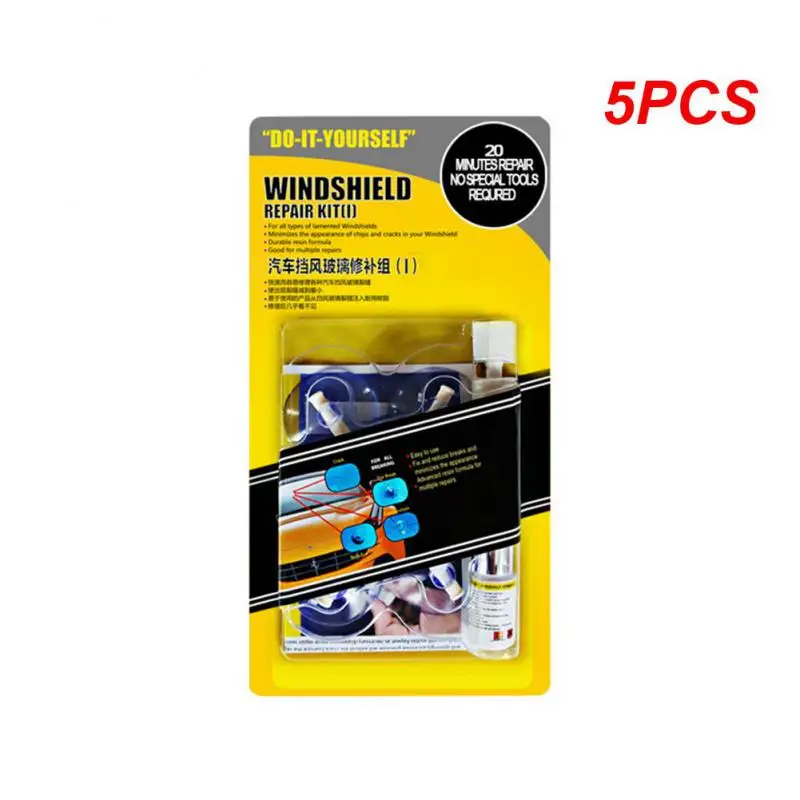 

5PCS Premium Car Crack Windscreen Repair Kit Chip Windshield Glass Tool Kit Resin Sealer Auto Window Screen Polishing