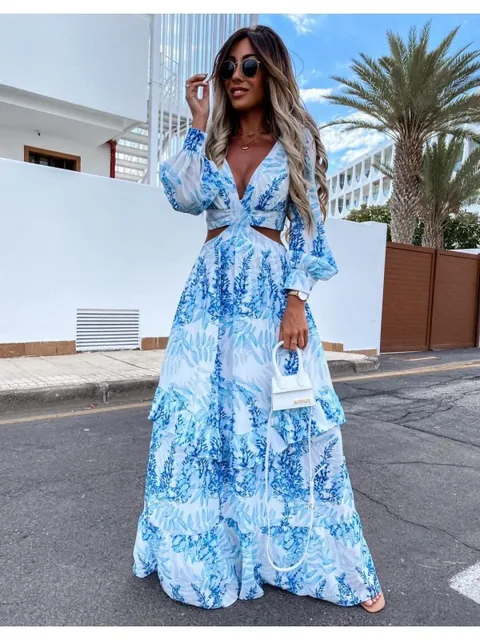 Women Hollow Out Long Maxi Dress Summer 