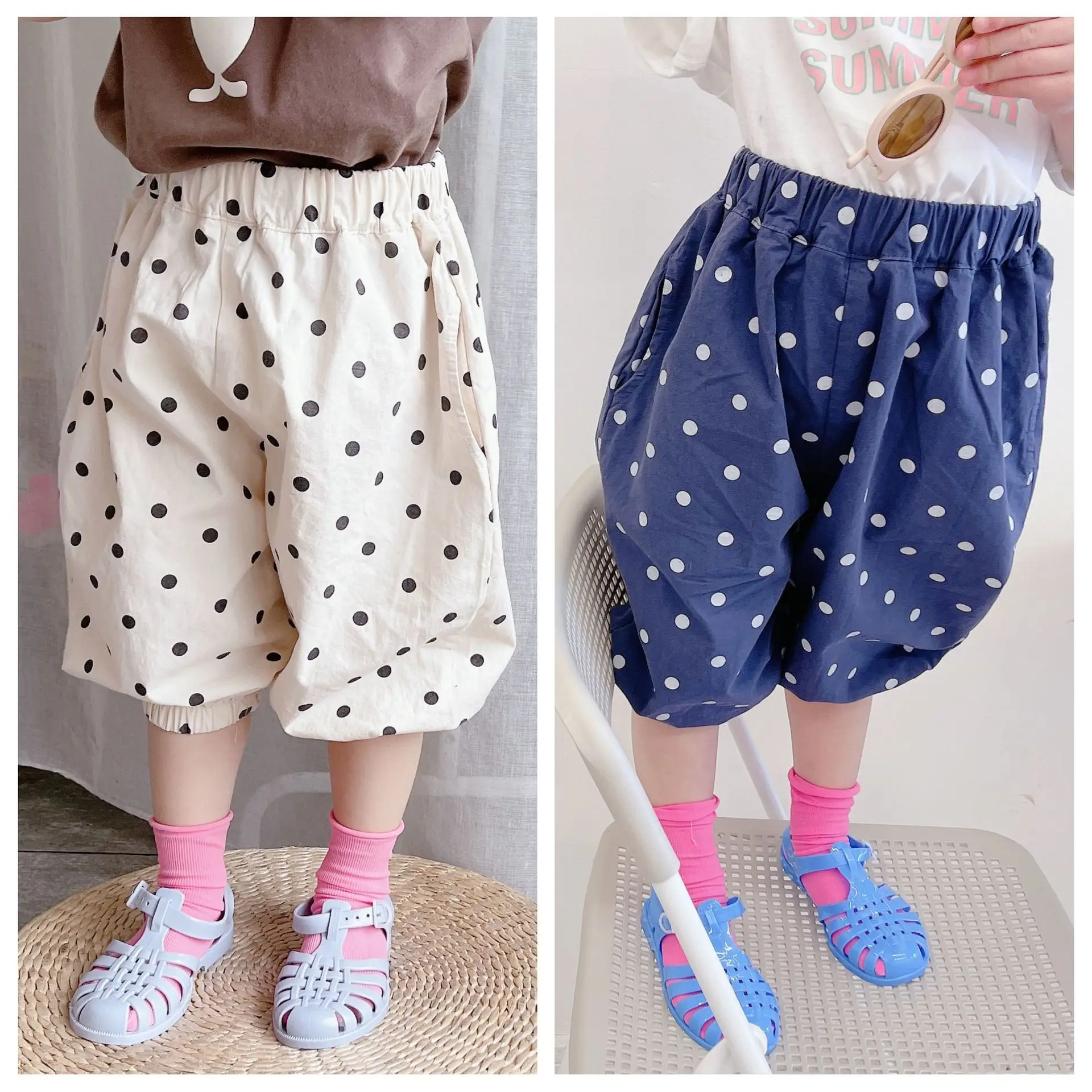 

Summer 2022 new Korean girls version of washed cotton 5-minute children’s short and medium pants