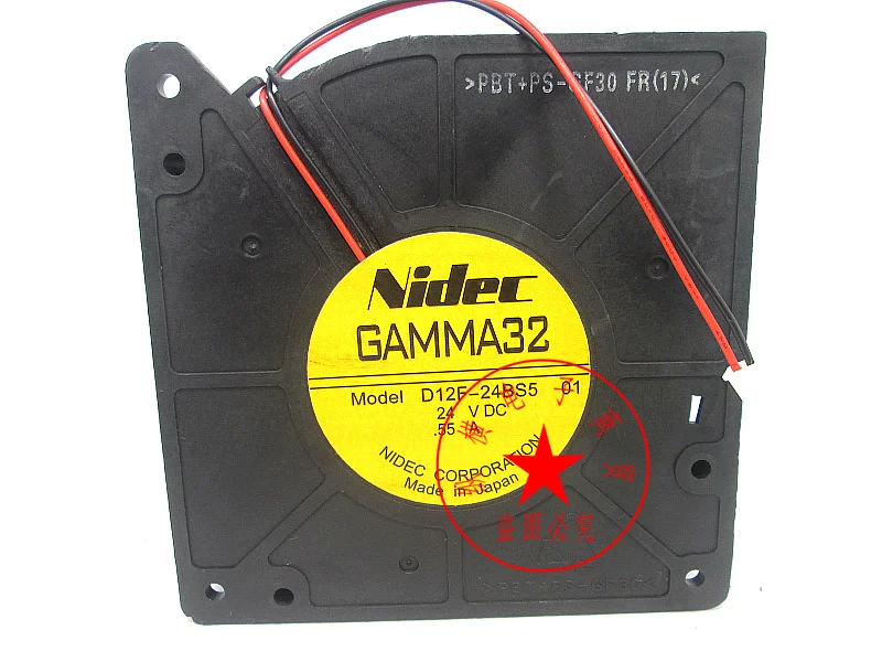 Двухпроводной Вентилятор охлаждения сервера Nidec D12F-24BS5 DC 24V 0.55A 120x120x38 мм