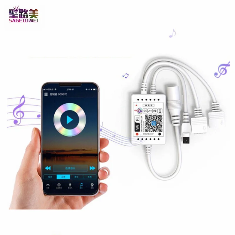 

Магический Дом 12 в-24 в Wifi светодиодный RGB-контроллер с ИК-пультом дистанционного управления 24 клавиши 2 выходного телефона APP смарт-управлени...