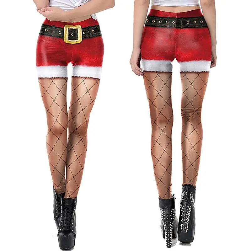 Забавные рождественские колготки мягкие эластичные леггинсы с 3D-принтом Санта