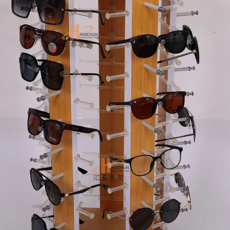 Rotary Cabinet Desktop Glasses Display Rack Anti-scratch Paint Wood-grained Glasses Display Rack Is Exquisite and Practical